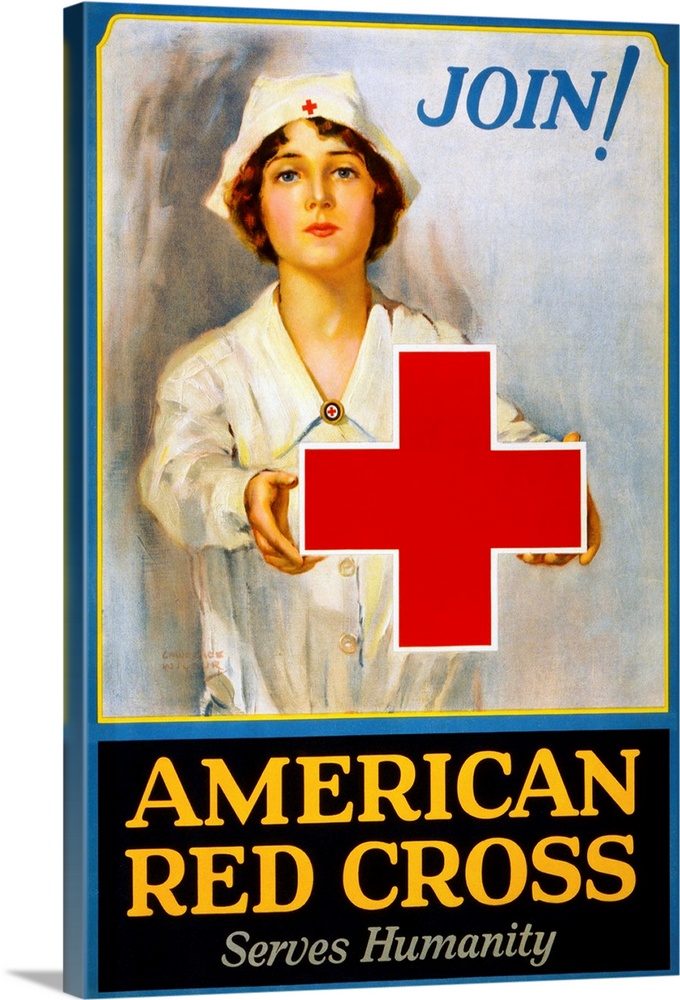 Membership recruiting poster for the American Red Cross during World War I. Print by Wilbur Lawrence, c1917.