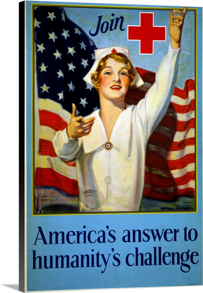 American Red Cross recruitment poster from World War I. Lithograph, 1917.