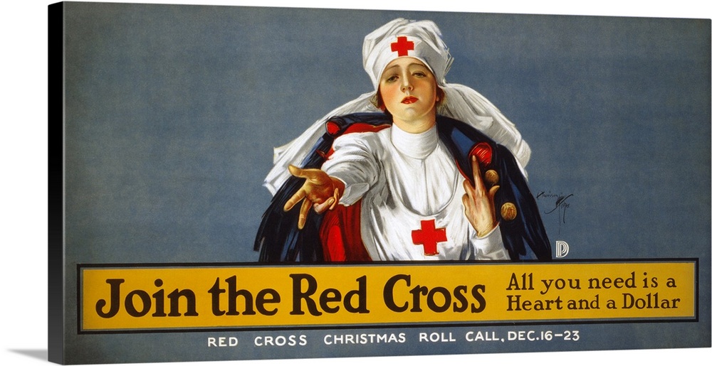 American Red Cross recruiting and fundraising poster during World War I. Lithograph by Harrison Fisher, 1917.