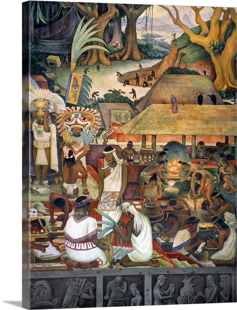 'The Zapotec Civilization.' Mural, c1925, by Diego Rivera at the Ministry of Public Education, Mexico City.