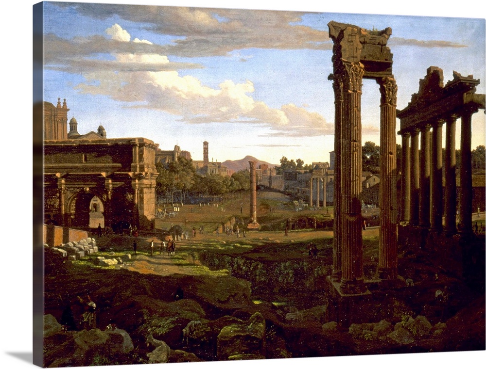 Rome, Forum. View Of the Forum At Rome From Capitoline Hill. Oil On Canvas By Johann Heinrich Schilbach, 1826.