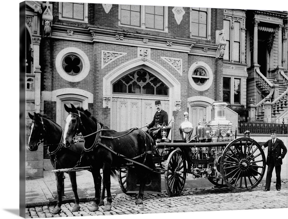 San Francisco, Firehouse. Firefighters And Fire Engine Outside the Engine 15 Firehouse In San Francisco. Photograph By W. ...