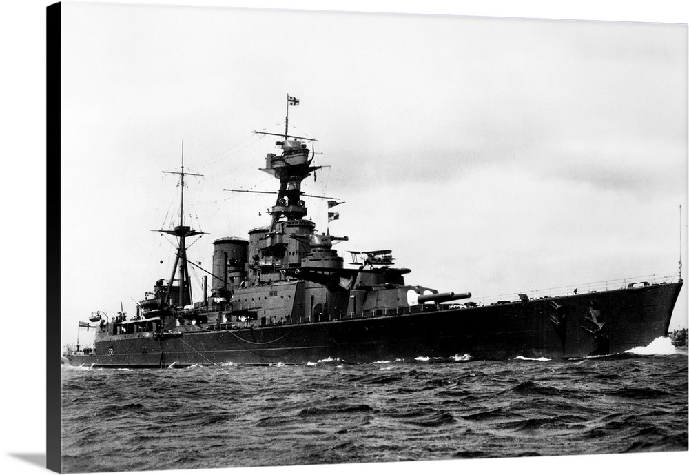 HMS 'Hood,' launched in 1918 and sunk by the German battleship 'Bismarck' on 23 May 1941 with the loss of 1,416 officers a...