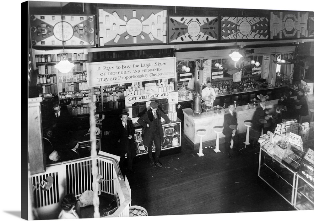Soda Fountain, C1920. Aerial View Of the Soda Fountain At People's Drugstore In Washington, D.C. Photograph, C1920.