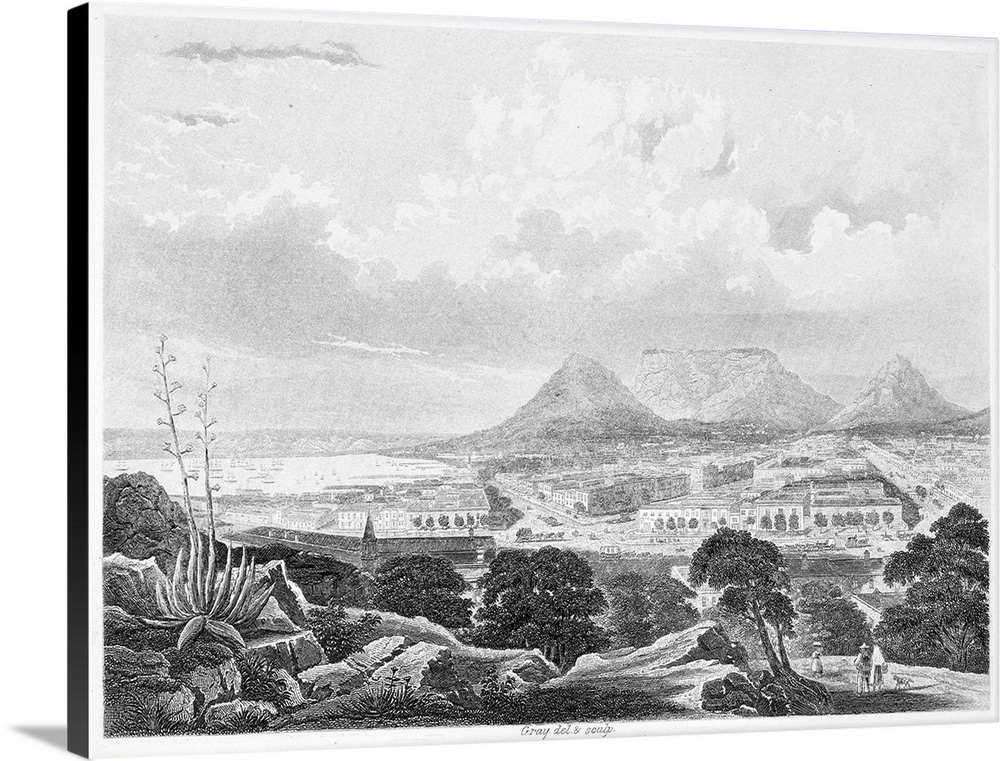 South Africa, Cape Town. Steel Engraving, 19th Century.