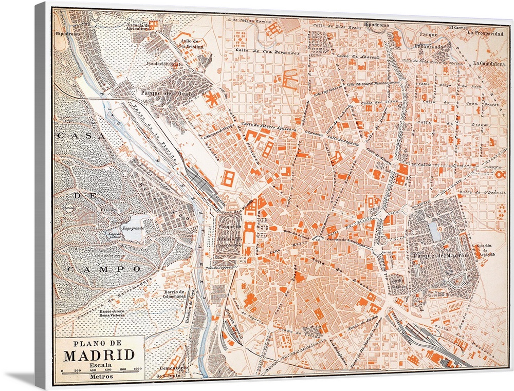 Spain, Madrid Map, C1920. Spanish Map Of Madrid, C1920.