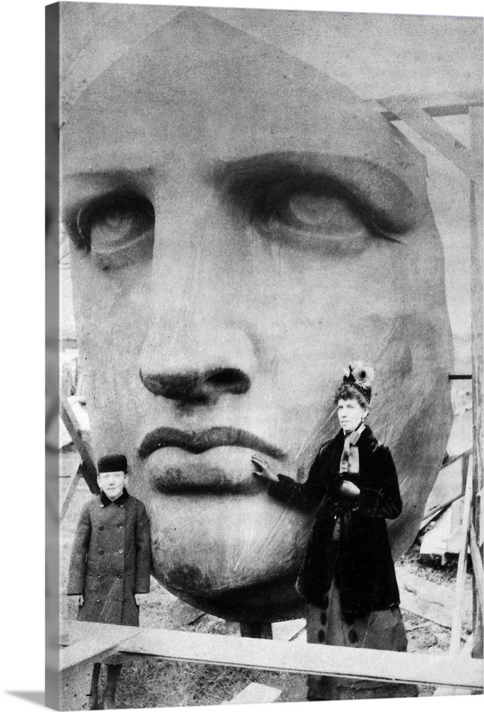 Face of the Statue of Liberty before asemblage at Bedloe's Island in New York Harbor, 1885.
