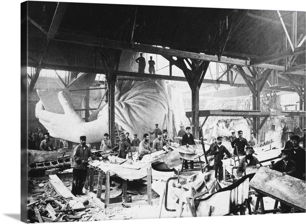 The Statue of Liberty under construction in the Monduit and Bechet workshop, Paris, France, c1883.