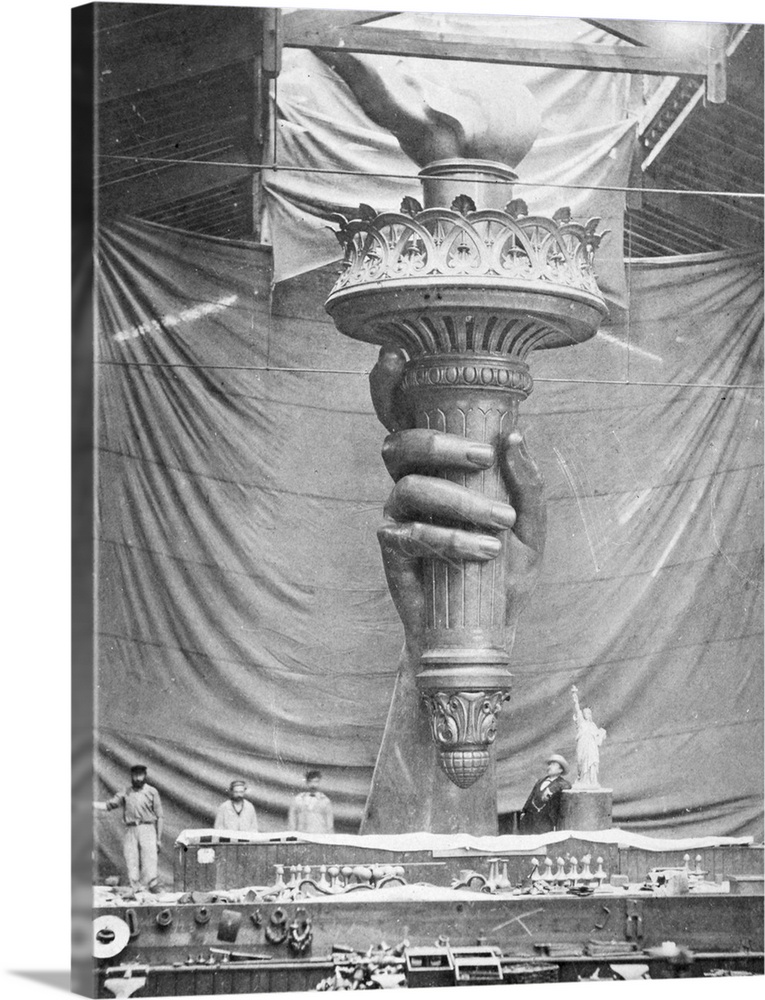 The torch of the statue at the Monduit and Bechet workshop in Paris, France, c1883.