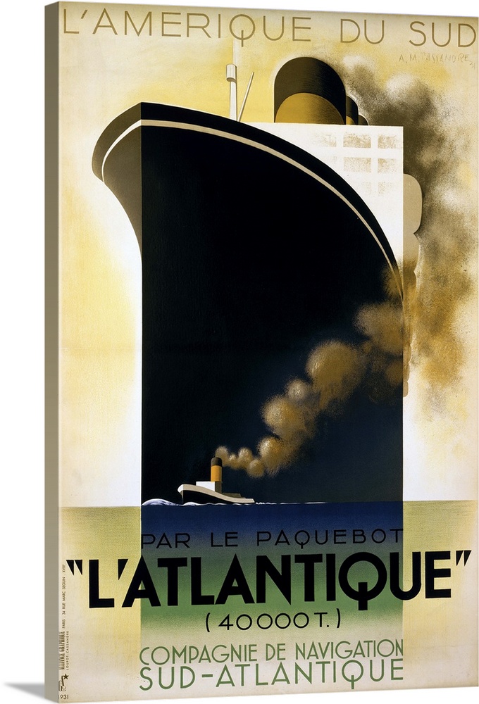 Poster by Adolfe Mouron Cassandre, 1931, featuring the 'L'Atlantique.'