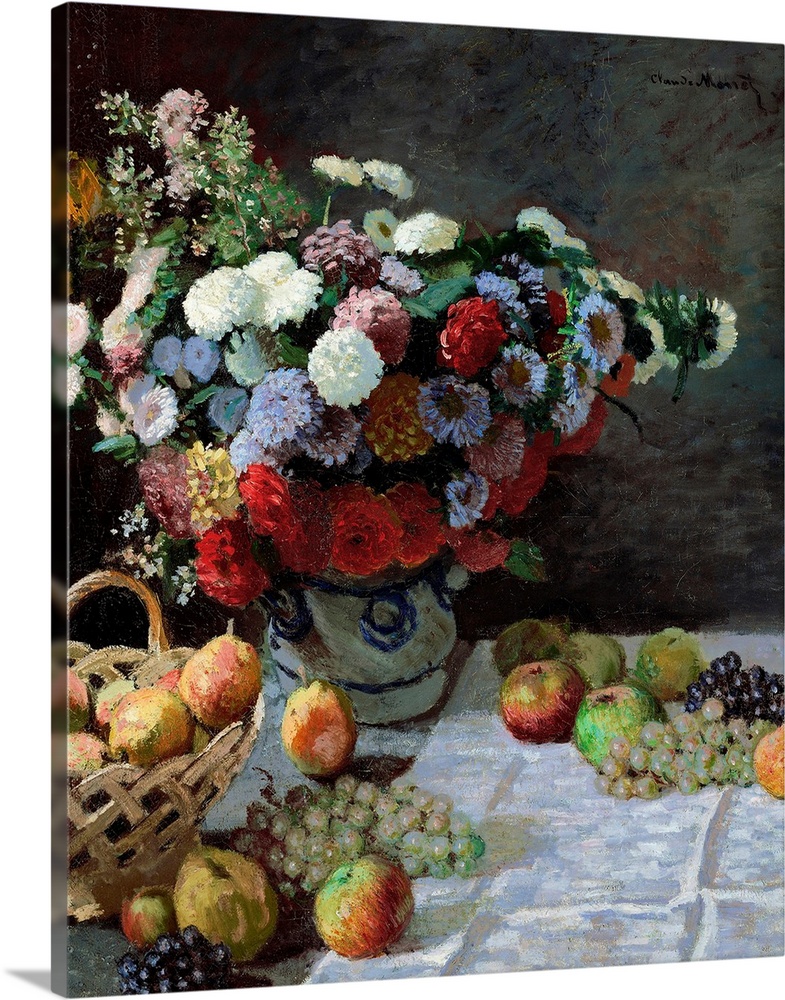 Monet, Still Life, 1869. 'Still Life With Flowers And Fruit.' Oil Painting, Claude Monet, 1869.