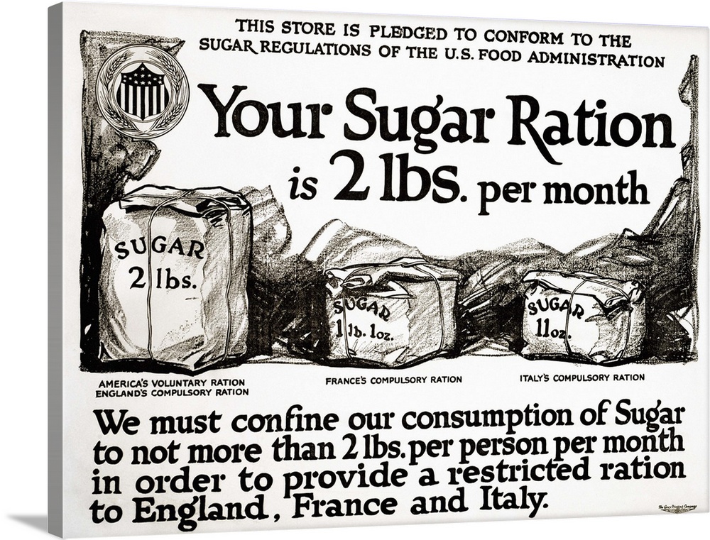 'Your sugar ration is 2 lbs. per month.' Lithograph for the United States Food Administration, 1917.