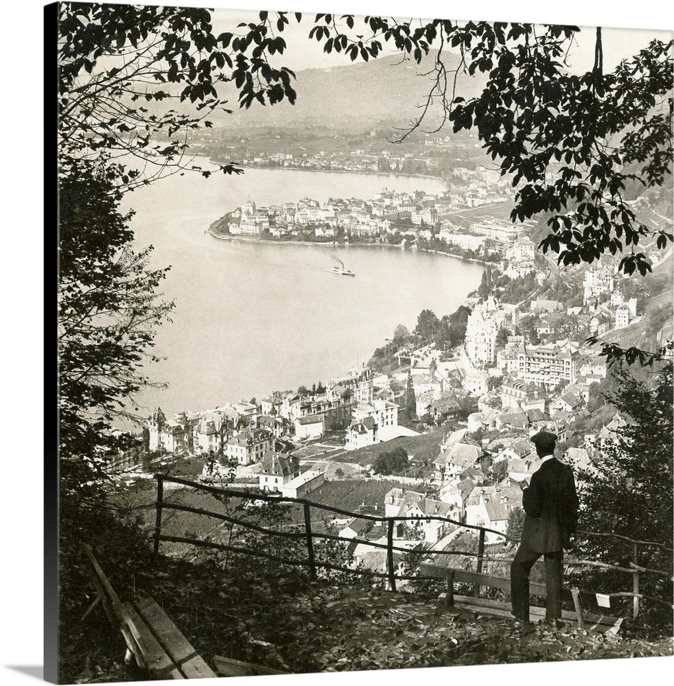 Switzerland, Montreux. 'Charming Montreaux On the Shores Of Lovely Lake Geneva, Switzerland.' Stereograph, C1908.