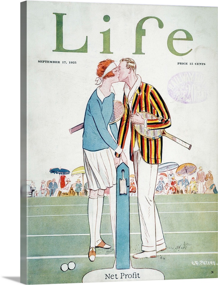 'Net Profit.' Tennis court romance on a 'Life' cover, 1925.