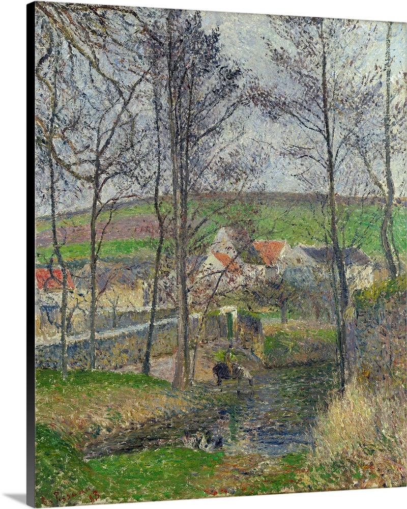 Pissarro, the Viosne, 1883. 'The Banks Of the Viosne At Osny In Grey Weather, Winter.' Oil On Canvas, Camille Pissarro, 1883.