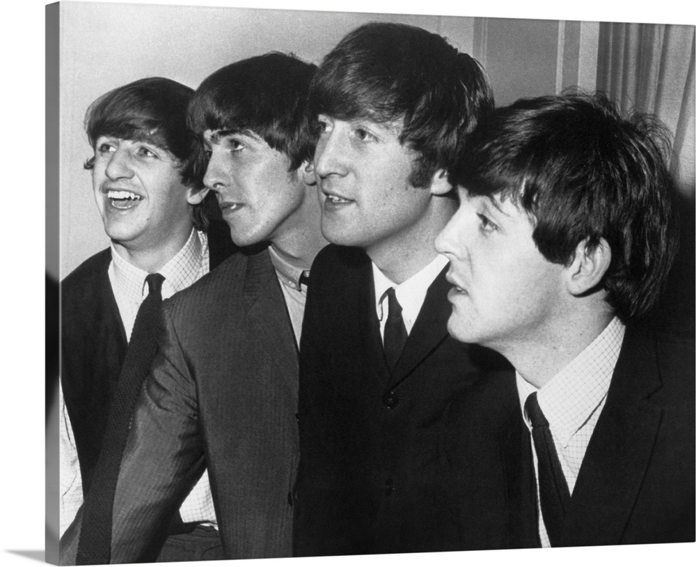 From left to right: Ringo Starr, George Harrison, John Lennon, and Paul McCartney.