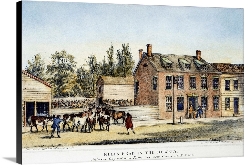 The Bull's Head Tavern in the Bowery, New York, as it appeared in 1783. Lithograph, 1861.