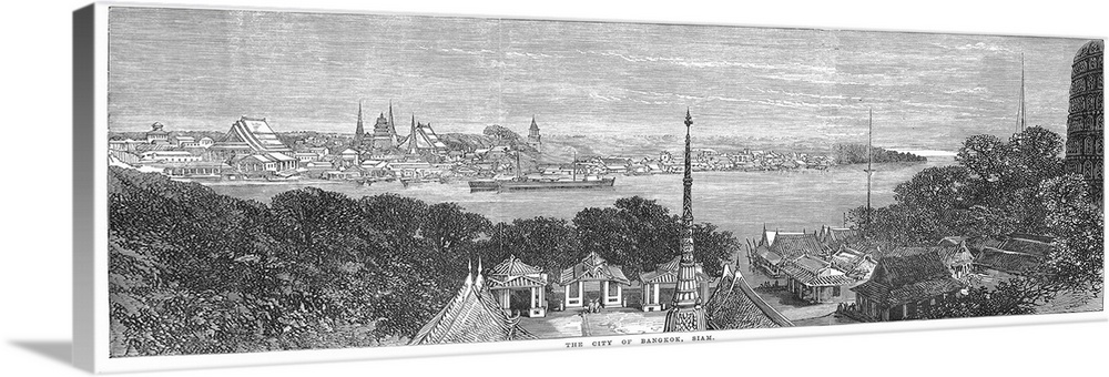 Siam, Bangkok, 1867. 'The City Of Bangkok, Siam.' Wood Engraving, English, 1867.