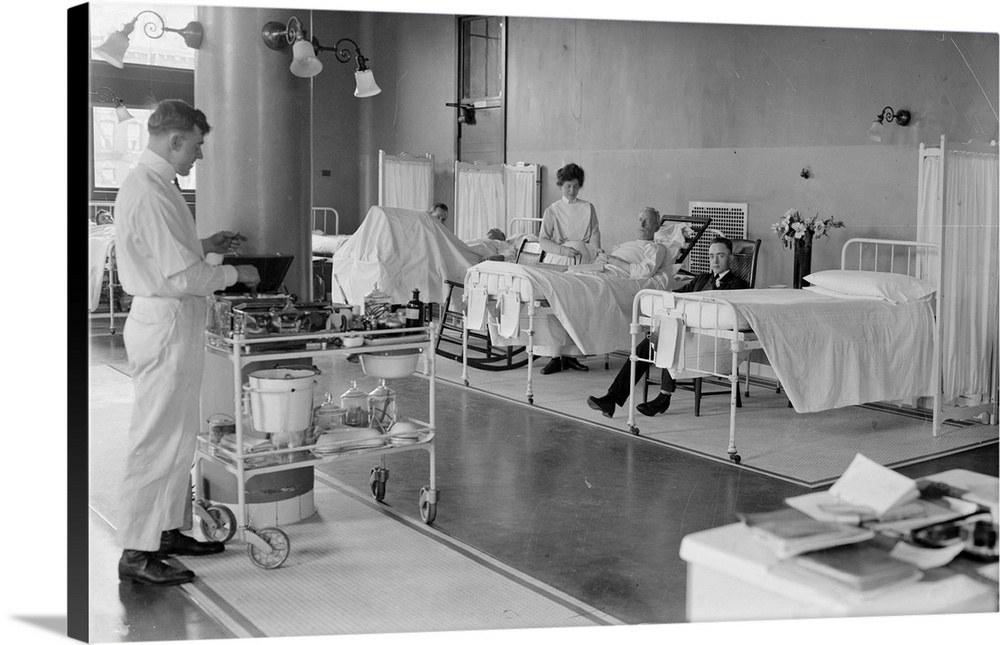 The men's ward at St. Luke's Hospital in New York City. Photograph, c1910
