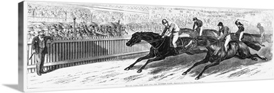 The race for the Hunter's Plate at Jerome Park Racetrack in New York, 1870