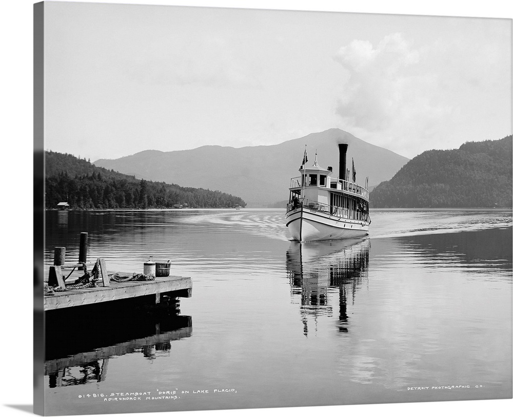 Lake Placid, C1902. The Steamboat 'Doris' On Lake Placid In the Adirondack Mountains, New York. Photograph By William Henr...