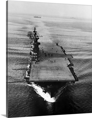 The USS Lexington aircraft carrier in the Pacific Ocean, 1943