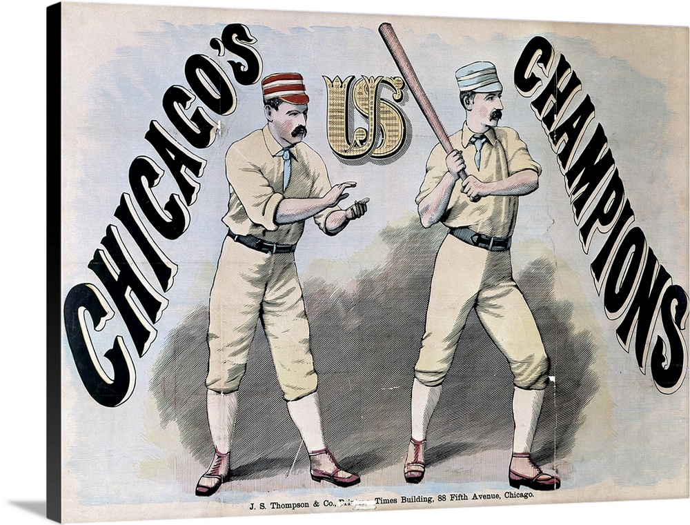 Two baseball players of the Chicago White Stockings baseball team. Lithograph, 1876.