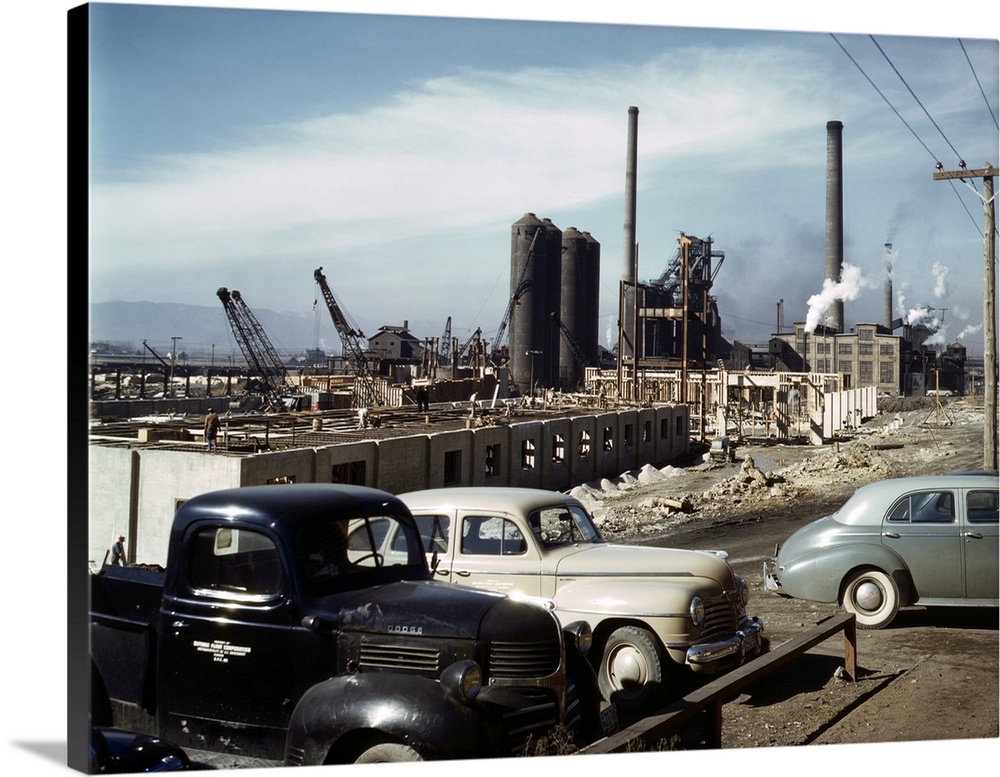 Construction site of Columbia Steel Company in Geneva, Utah. Photograph by Andreas Feininger, 1942.