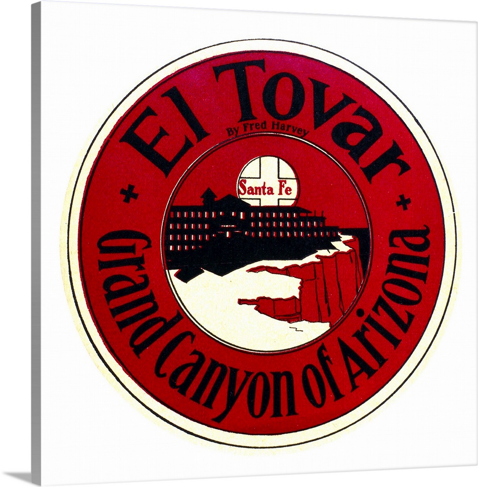 Luggage label from El Tovar hotel at the Grand Canyon in Arizona, early 20th century.
