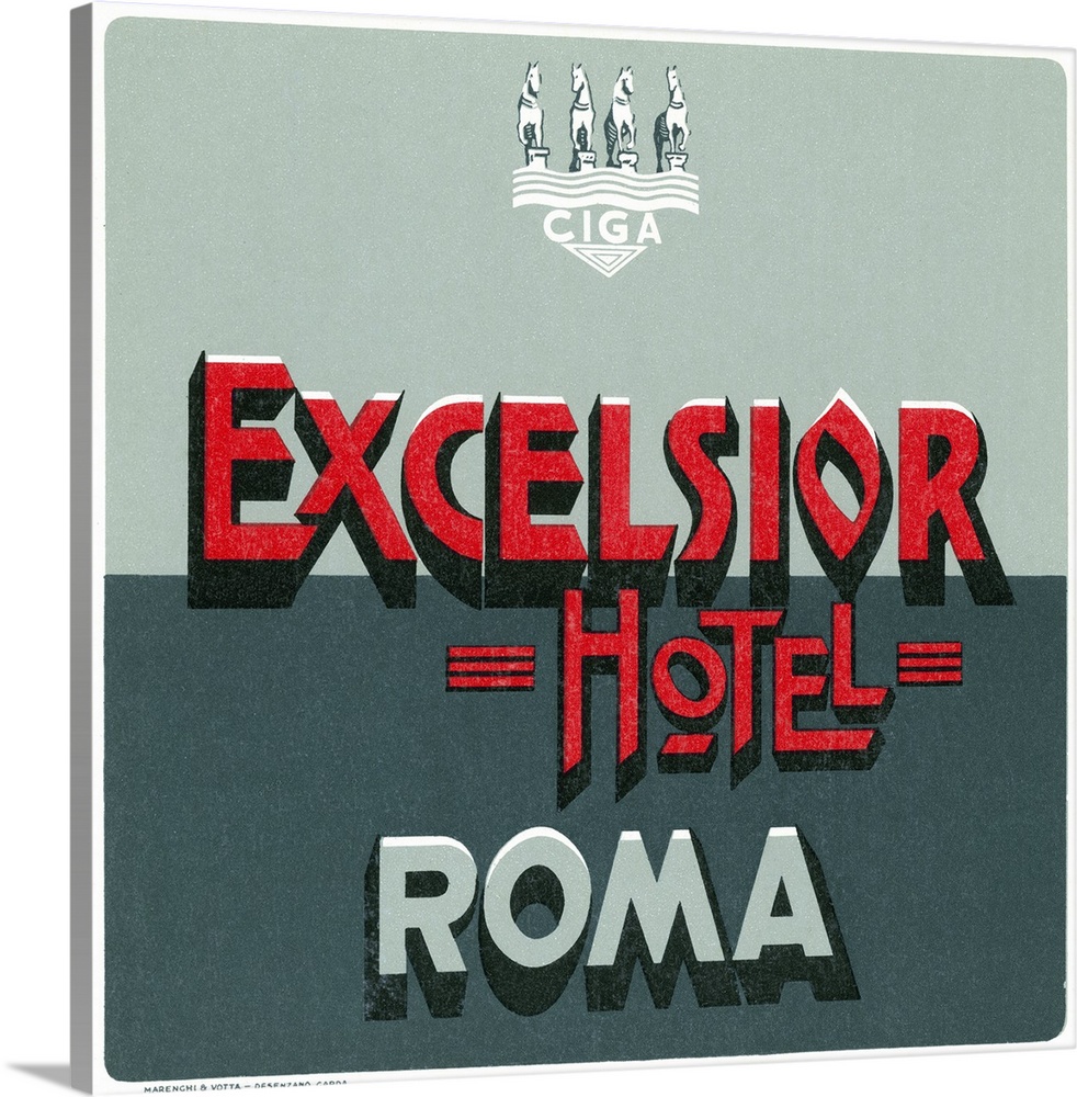 Luggage label from the Excelsior Hotel in Rome, Italy, 20th century.