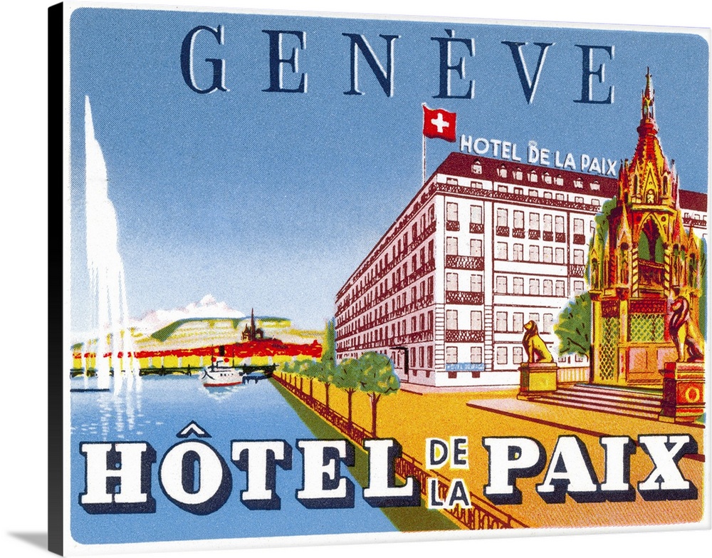Luggage label from H?tel de la Paix in Geneva, Switzerland, 20th century.