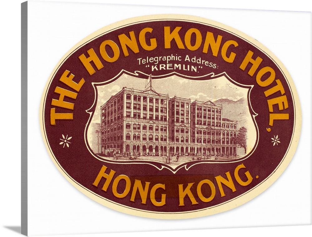 Luggage label from the Hong Kong Hotel in China, early 20th century.