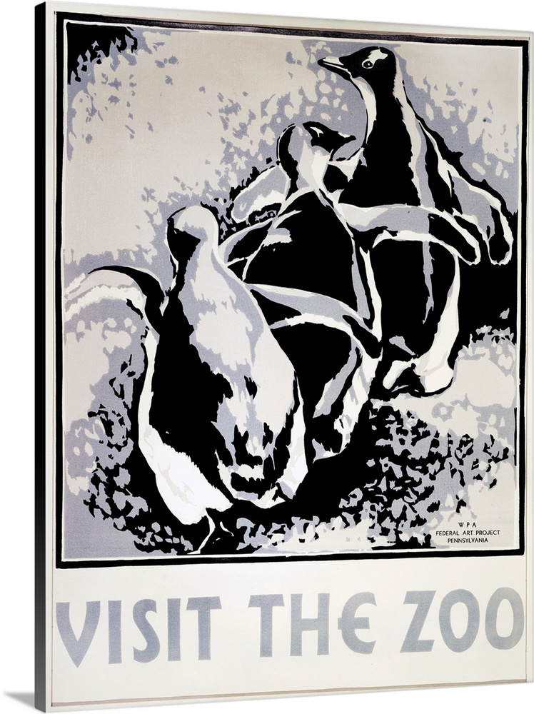 'Visit the Zoo.' Woodcut by Louise Welsh, c1936.