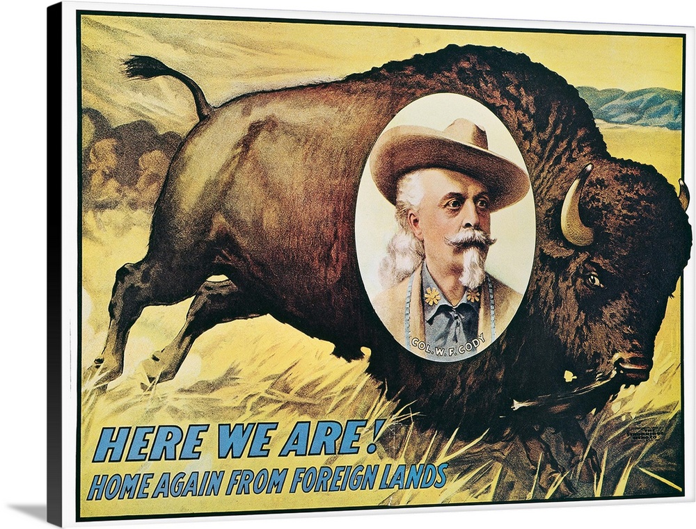 'Home Again'. Lithograph poster, 1908, for Buffalo Bill Cody's Wild West Show.