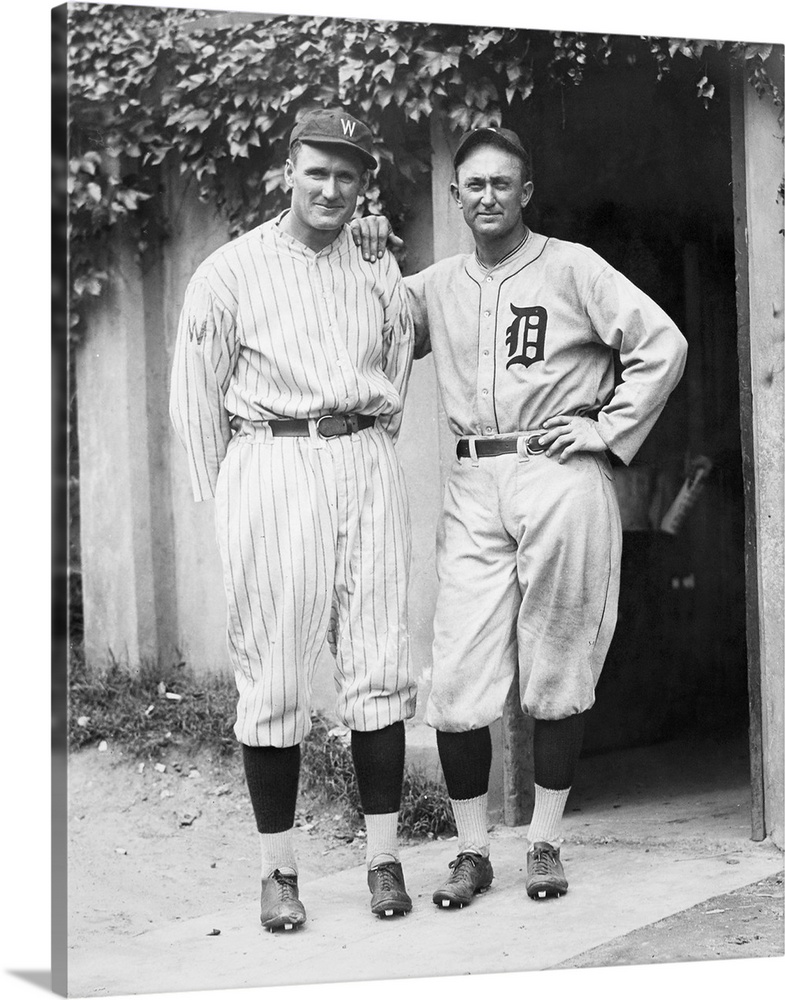 American baseball player. Walter Johnson (left) and Ty Cobb.