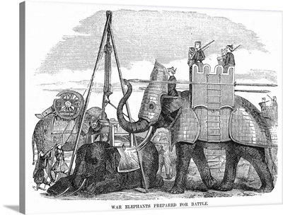 War Elephants Being Armored And Prepared For Battle, 1855