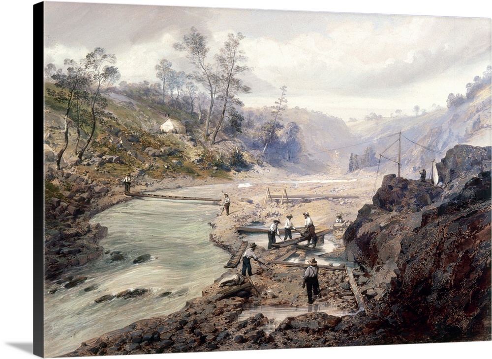 California Gold Rush, 1853. 'Washing Gold, Calaveras, California.' Gouache Painting By An Unknown Artist, 1853.