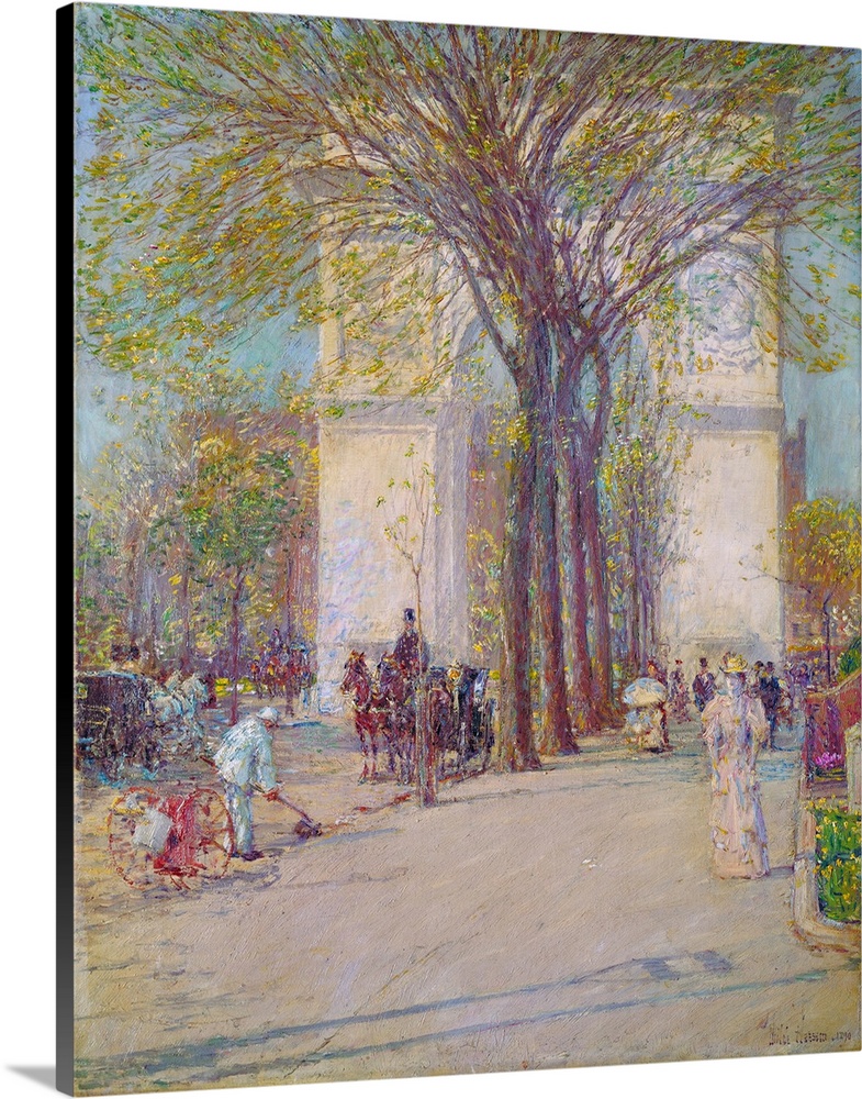 Washington Square arch in Spring. Oil on canvas by Childe Hassam, 1890.