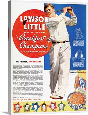 Wheaties, 'The Breakfast of Champions,' featuring the golfer Lawson Little.