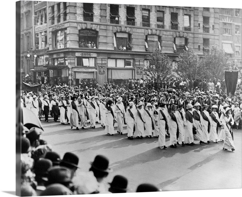 A women's rights parade in New York City, 3 May 1913.