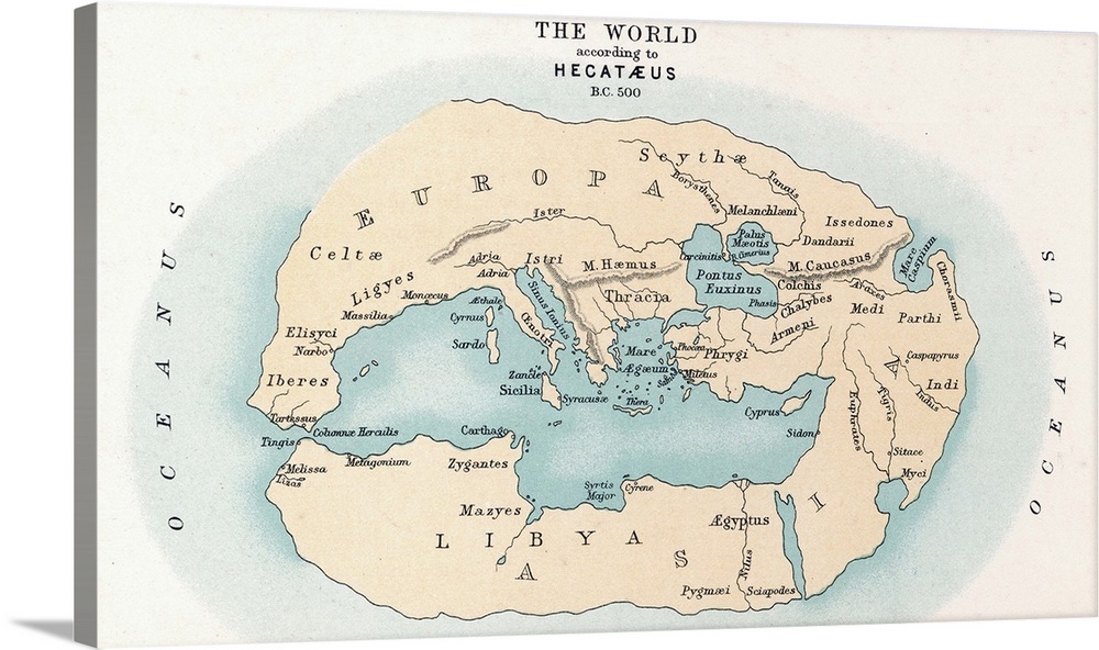 World Map, 500 B.C. Map Of the World, C500 B.C., According To the Writings Of Hecataeus Of Miletus, the Reputed Author Of ...