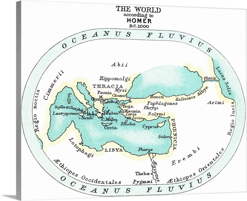 World Map, c1000 B.C. According To the Writings Of Homer Wall Art ...