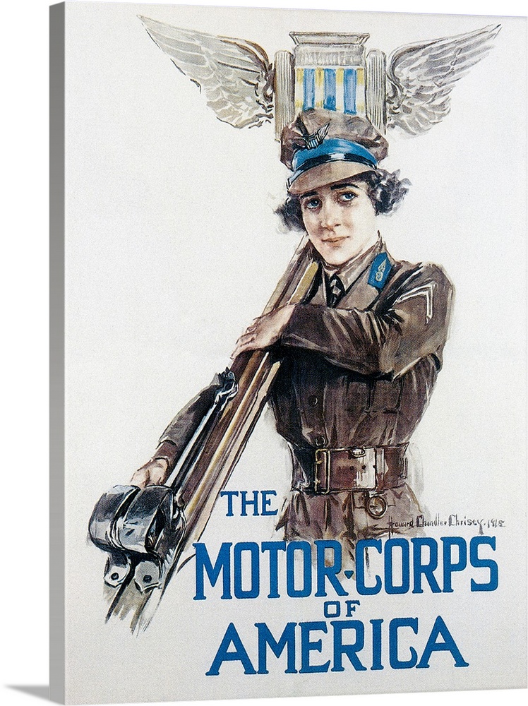 American World War I recruiting poster for the U.S. Army's Motor Transport Corps, 1918, by Howard Chandler Christy.