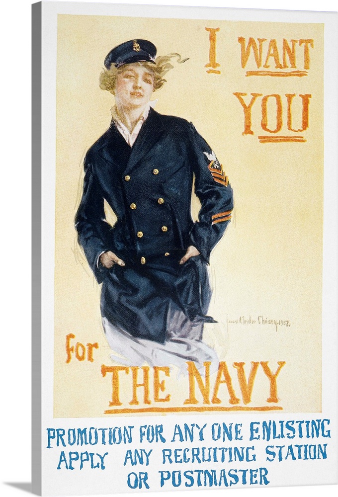 'I Want You for the Navy.' American World War I poster, 1917, by Howard Chandler Christy.