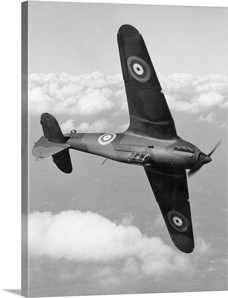 A Hawker Hurricane fighter photographed in August 1940 while banking.