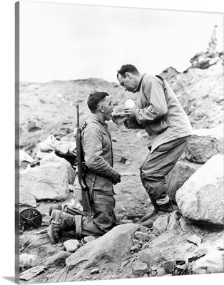 World War II: Iwo Jima, Marine receiving Communion