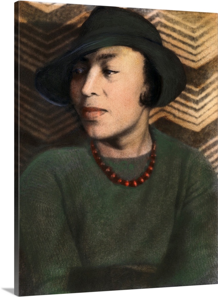 ZORA NEALE HURSTON (1903?-1960). American writer and anthropologist. Oil over a photograph by Carl Van Vechten, 3 April 1938.