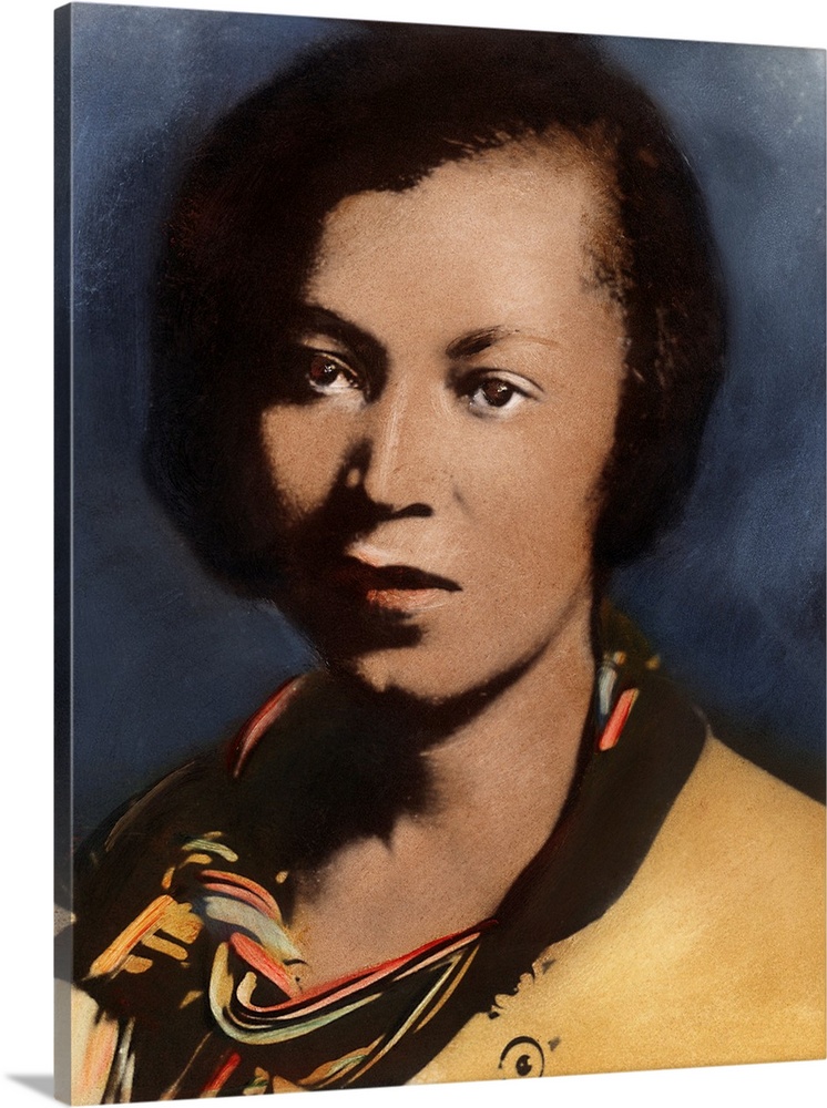 ZORA NEALE HURSTON (1903?-1960). American writer and anthropologist. Oil over a photograph, n.d.