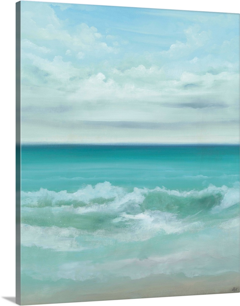 A painting of a crystal blue seascape.