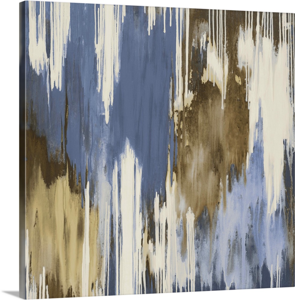 Abstract artwork with pale colors that drip downward across this large print.